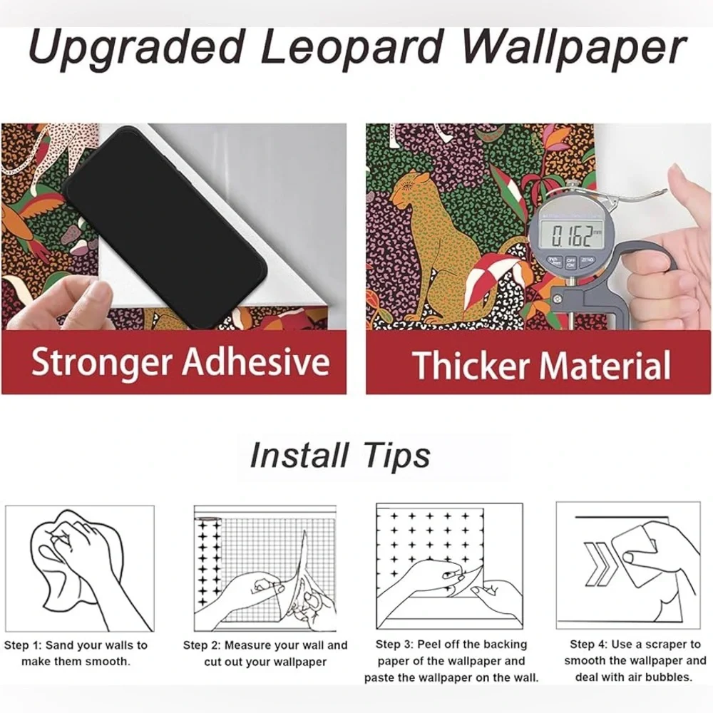 🆕 Colorful Leopard Animal Print Peel-N-Sticky Wallpaper Roll